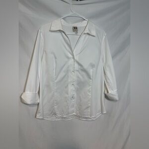 Minimalist Workwear Anne Klein Crisp White Button-Down Shirt
